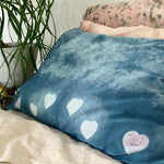 Indigo Blue Natural Dye Silk Pillowcase on bed