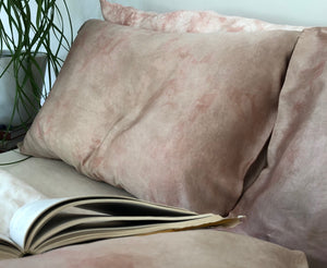 Silk Pillowcase Natural Dye Brown and Pink tones