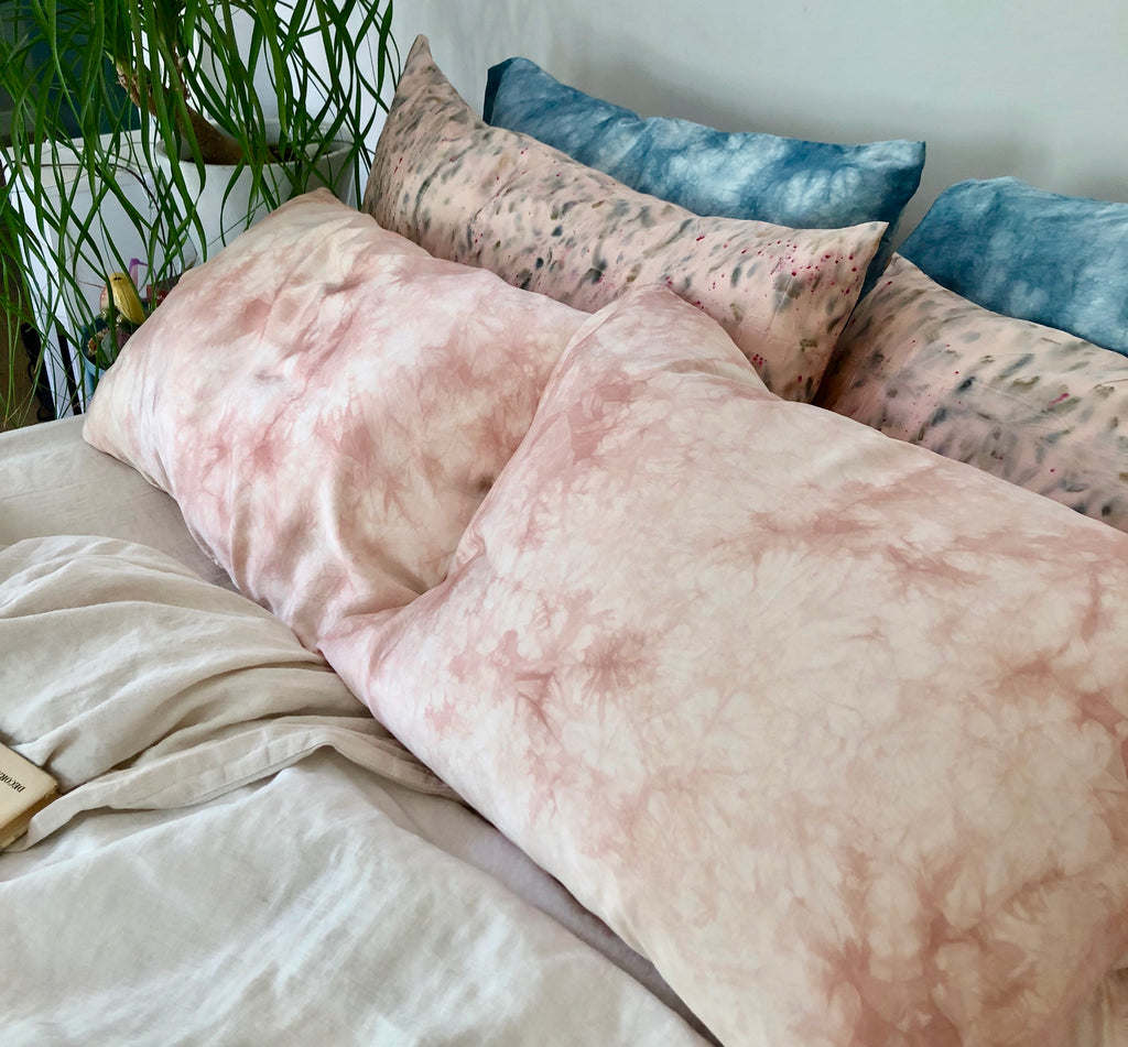 Silk Pillowcase Natural Dye Avocado Pink Sparkle Bedding